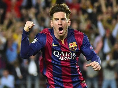 Messi celebra uno de sus goles frente al Bayern.