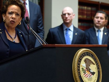 La fiscal Loretta E. Lynch, en la rueda de prensa.