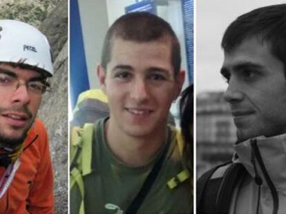 Vicedo, Rodríguez y Cortina, los tres alpinistas fallecidos.