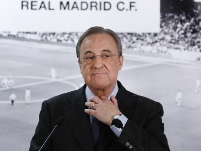 Florentino Pérez, en su coparecencia.