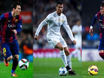 Cristiano, Messi y Neymar, candidatos al Balón de Oro.