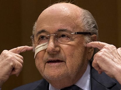 Blatter, durante su rueda de prensa.