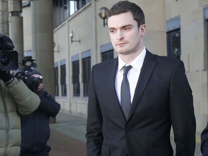 Adam Johnson, a su llegada a los juzgados