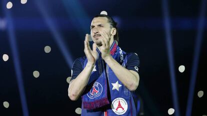 Ibrahimovic, en su despedida del PSG.