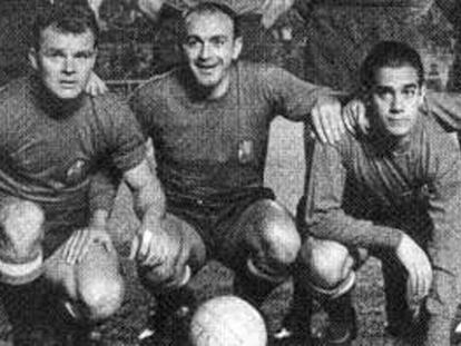 La delantera de España en 1957, Kubala, Di Stéfano, Suárez y Gento