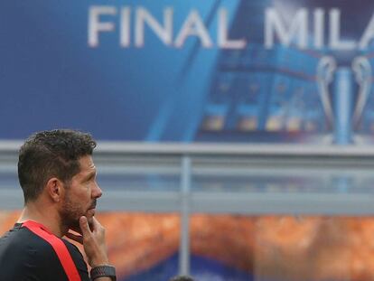 Simeone, durante el entrenamiento.