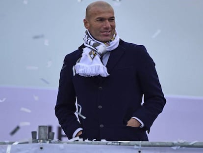 Zidane, en la Plaza de Cibeles.