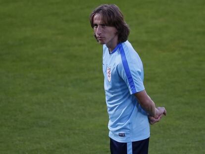 Luka Modric durante un entrenamiento de Croacia.