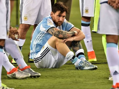 Messi, tras perder la final de la Copa América ante Chile. NICHOLAS KAMM AFP