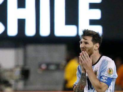 Messi, durante la final contra Chile, en Nueva Jersey.