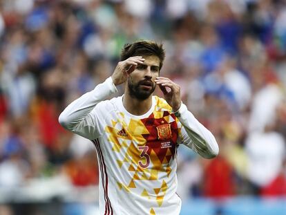 Gerard Piqué tras el partido contra Italia. Luis Sevillano