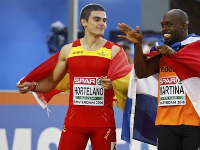 Bruno Hortelano y Churandy Martina, tras la final.