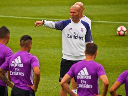 Zidane, en el primer entrenamiento de la pretemporada en Montreal.