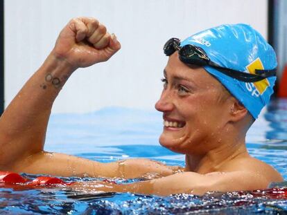 Mireia Belmonte, nada más ganar los 200m mariposa.