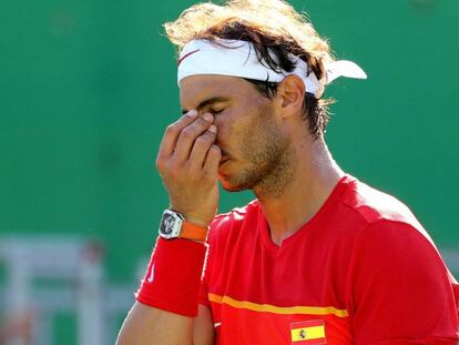 Nadal durante el partido ante Nishikori. FERNANDO MAIA EFE