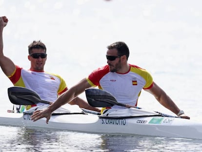 Craviotto y Toro celebran el oro olímpico en K2 200m.