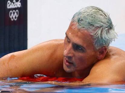 Lochte en la final masculina de 200m estilos en Río.