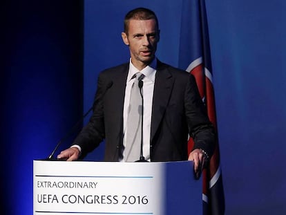 Aleksander Ceferin, en el Congreso de la UEFA.