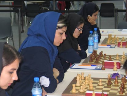 La selección femenina de Irán, en septiembre, durante la Olimpiada de Ajedrez en Bakú (Azerbaiyán).