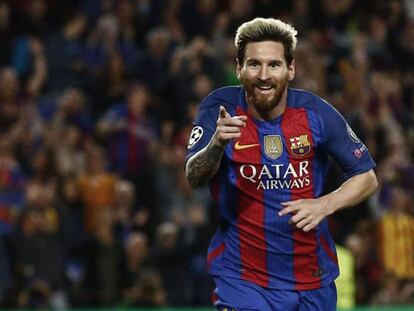 Messi festeja el tercer tanto ante el Manchester City. QUIQUE GARCÍA EFE. En vídeo, rueda de prensa posterior de Luis Enrique.