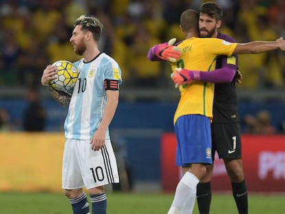 Messi al término del Brasil-Argentina.