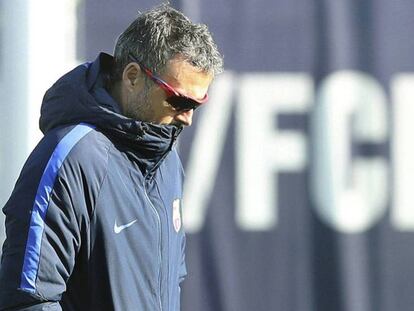 Luis Enrique, en el entrenamiento del Barcelona.