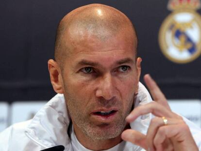 Zidane, durante la rueda de prensa de este sábado.
