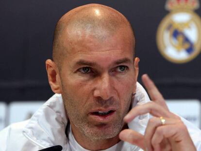 Zidane, durante la rueda de prensa de este sábado.