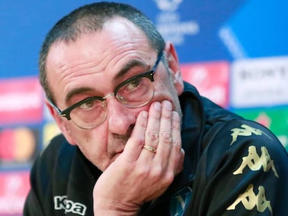 Sarri en rueda de prensa.