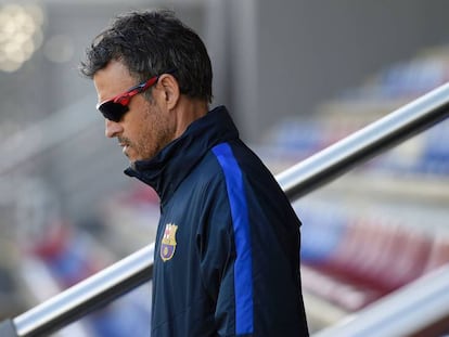 Luis Enrique, esta mañana antes del entrenamiento del Barça. LLUIS GENE AFP
