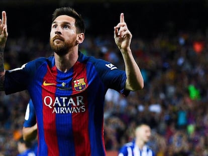 Messi celebra el primer gol del Barça. Vídeo: Iniesta, tras el partido.