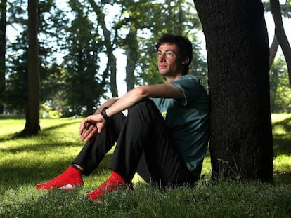 Kilian Jornet, en el Parque del Retiro, en Madrid.