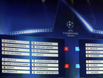 El resultado del sorteo de los grupos de la Champions.