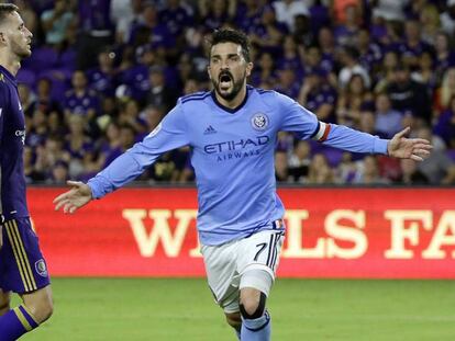 Villa celebra un gol con el New York City.