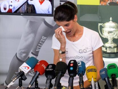 Ruth Beitia, durante el anuncio de su retirada de la alta competición.