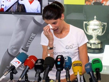 Ruth Beitia, durante el anuncio de su retirada de la alta competición.