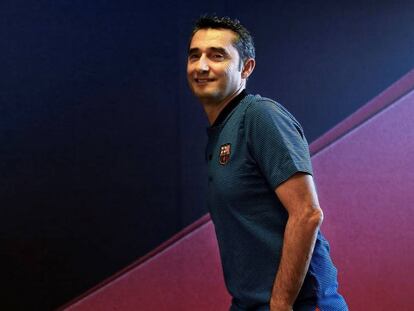 Ernesto Valverde, en la sala de prensa de Sant Joan Despí.