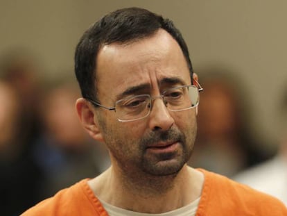 Larry Nassar, durante su declaración de culpabilidad ante el tribunal.