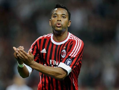 Robinho, en 2011, con la camiseta del Milan.