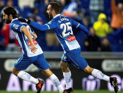 Granero celebra su gol con Darder. En vídeo, declaraciones de Marc Martí, entrenador del Tenerife.