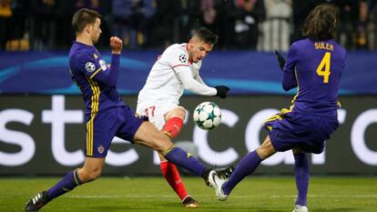 Sarabia, ante Viler y Suler. En vídeo, declaraciones de Marucci, segundo entrenador del Sevilla.