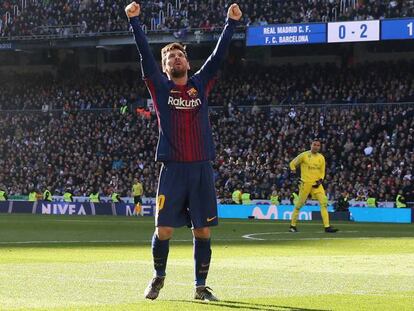 FOTO: Messi celebra su gol al Real Madrid. / VÍDEO: Rueda de prensa de los entrenadores tras el partido.