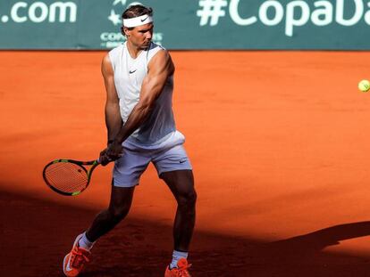 Nadal, durante un entrenamiento en la Plaza de toros de Valencia.