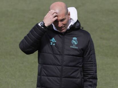 Zidane, en el entrenamiento de este sábado.