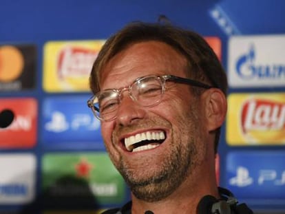 Klopp, entrenador del Liverpool, durante la rueda de prensa en Kiev.