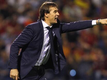 Lopetegui, en el partido de España contra Albania.