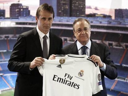 Florentino posa con Lopetegui.