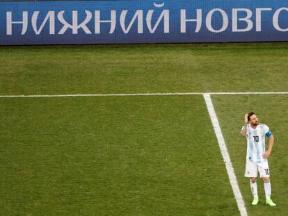 Messi, en el duelo ante Croacia en el Nizhny Novgorod. CARLOS BARRIA REUTERS