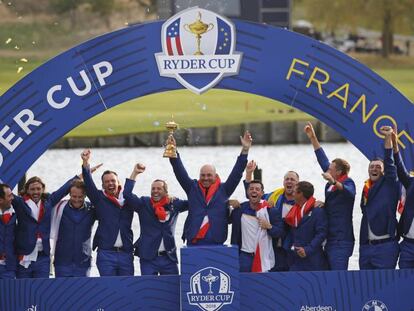 El equipo europeo celebra la victoria en la Ryder Cup.