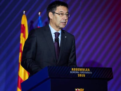 Josep Maria Bartomeu, en la Asamblea de Compromisarios del Barça. En vídeo, declaraciones de Bartomeu en Catalunya Ràdio.